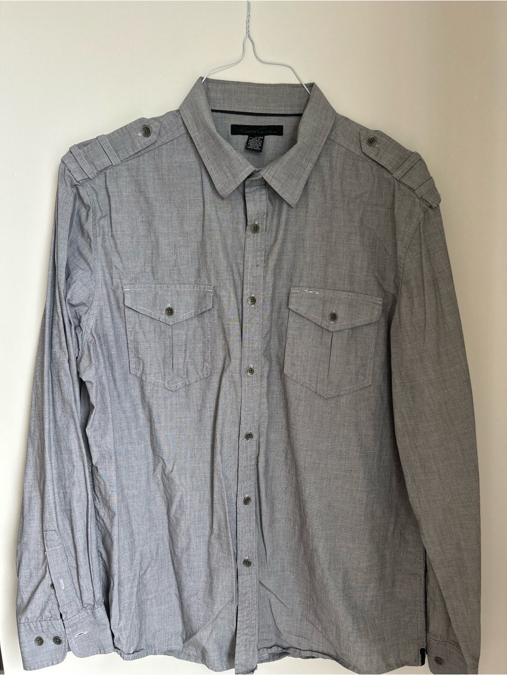 Kenneth Cole New York Gray Long-Sleeve Button Shirt